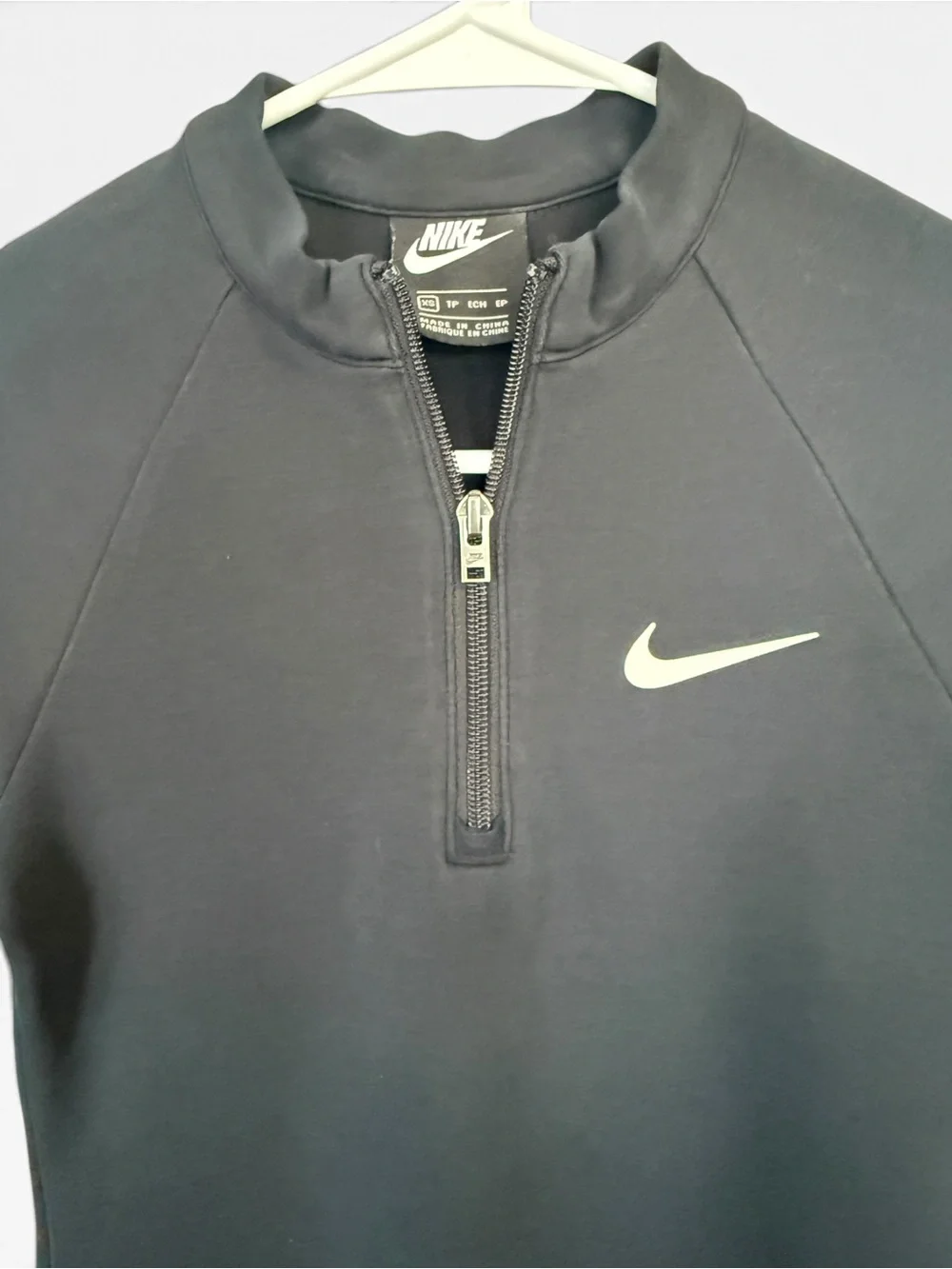 Nike Black Long Sleeve Half-Zip Sport Dress with White Swoosh